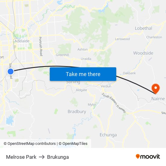 Melrose Park to Brukunga map