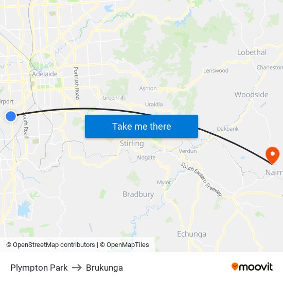 Plympton Park to Brukunga map