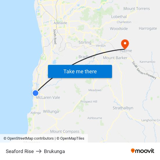 Seaford Rise to Brukunga map