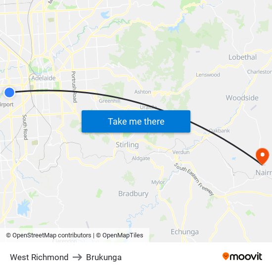 West Richmond to Brukunga map