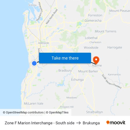 Zone F Marion Interchange - South side to Brukunga map