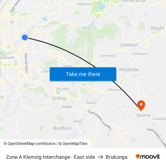 Zone A Klemzig Interchange - East side to Brukunga map