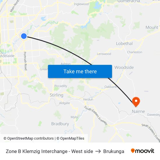 Zone B Klemzig Interchange - West side to Brukunga map