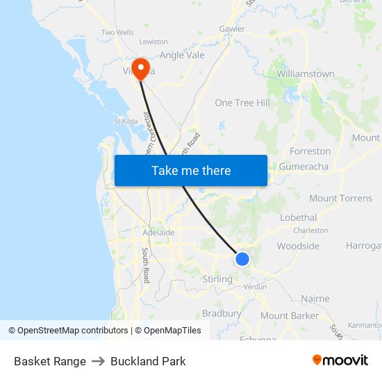 Basket Range to Buckland Park map