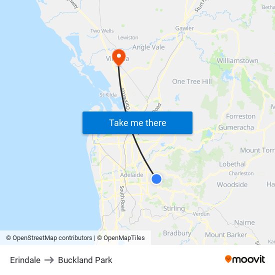 Erindale to Buckland Park map