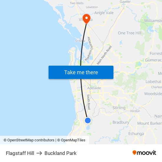 Flagstaff Hill to Buckland Park map