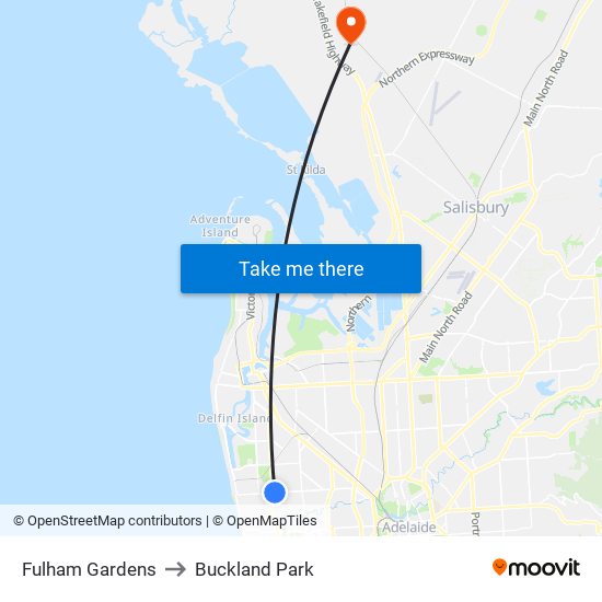 Fulham Gardens to Buckland Park map