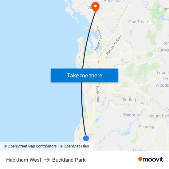 Hackham West to Buckland Park map