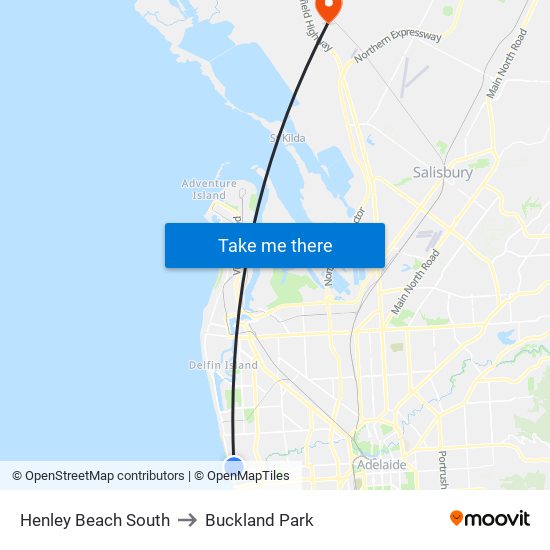 Henley Beach South to Buckland Park map