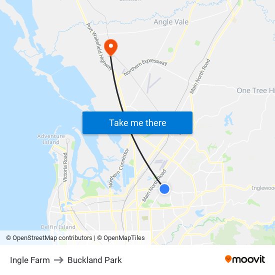 Ingle Farm to Buckland Park map