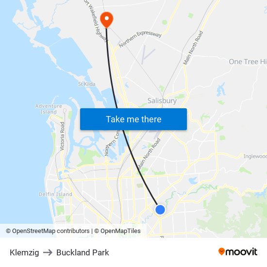 Klemzig to Buckland Park map