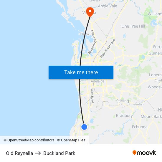 Old Reynella to Buckland Park map