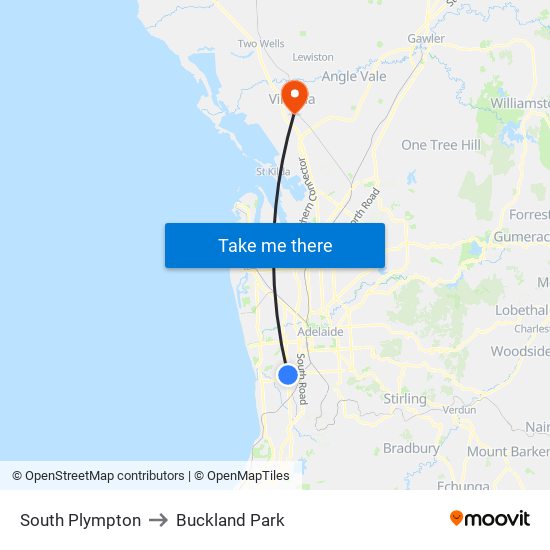 South Plympton to Buckland Park map