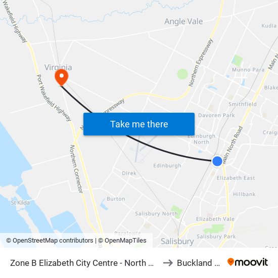 Zone B Elizabeth City Centre - North West side to Buckland Park map