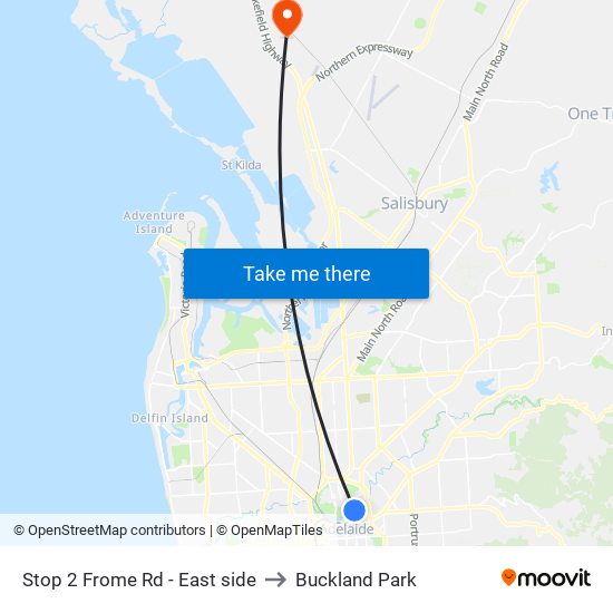 Stop 2 Frome Rd - East side to Buckland Park map