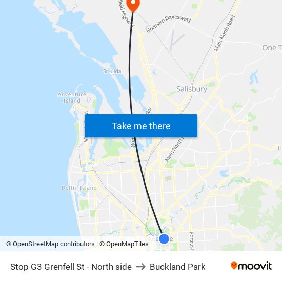 Stop G3 Grenfell St - North side to Buckland Park map