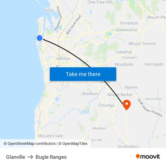 Glanville to Bugle Ranges map