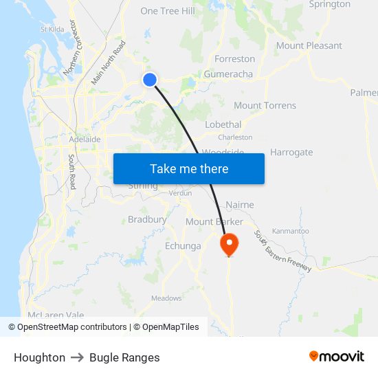 Houghton to Bugle Ranges map