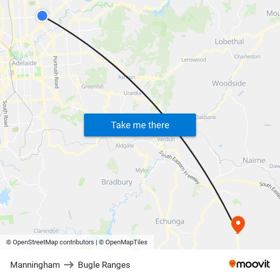 Manningham to Bugle Ranges map