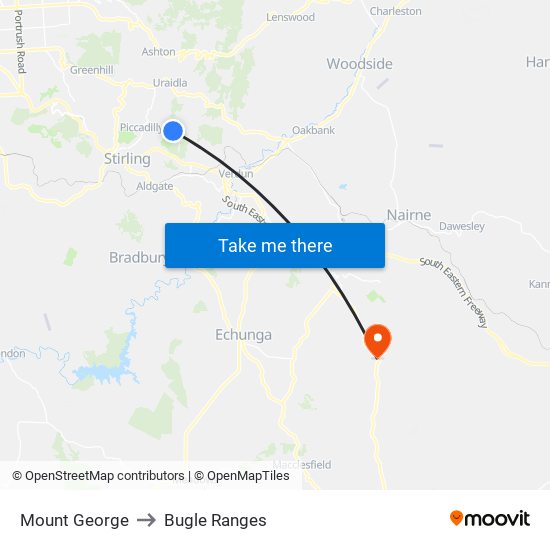 Mount George to Bugle Ranges map