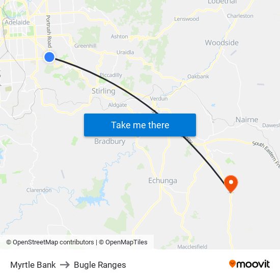 Myrtle Bank to Bugle Ranges map