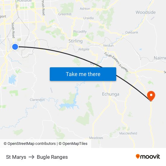 St Marys to Bugle Ranges map