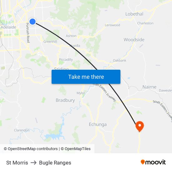 St Morris to Bugle Ranges map