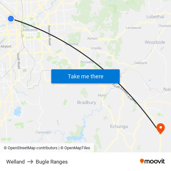 Welland to Bugle Ranges map
