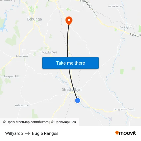 Willyaroo to Bugle Ranges map