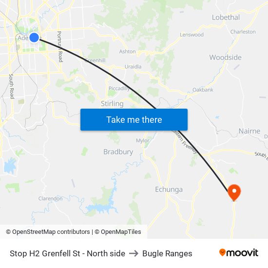 Stop H2 Grenfell St - North side to Bugle Ranges map