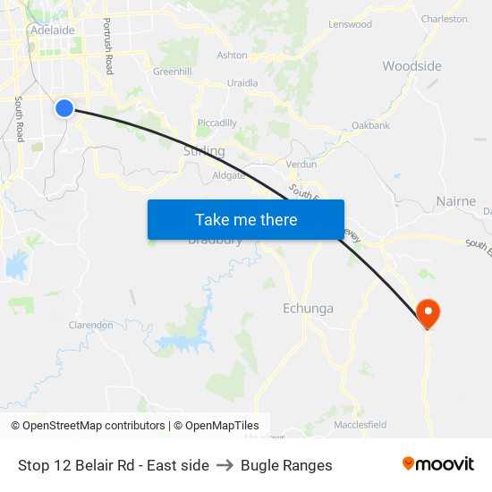 Stop 12 Belair Rd - East side to Bugle Ranges map