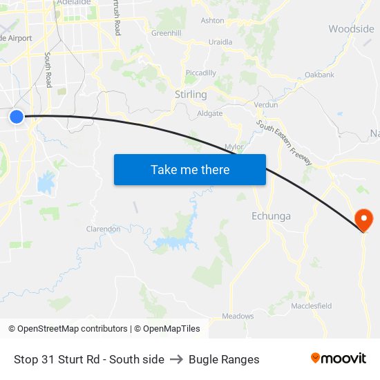 Stop 31 Sturt Rd - South side to Bugle Ranges map