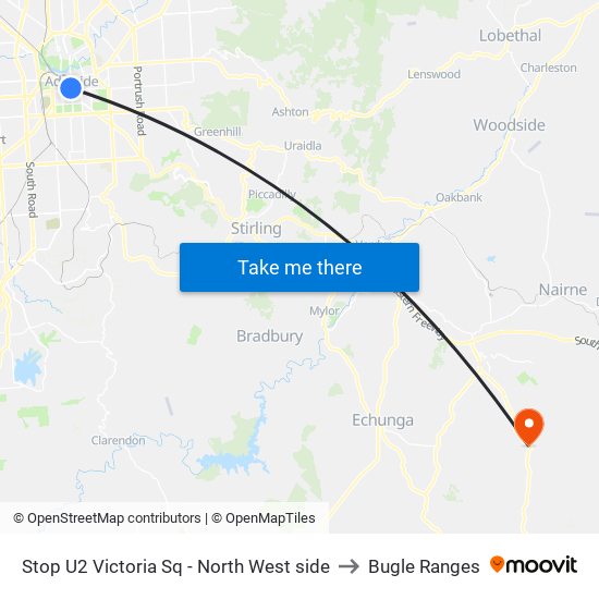 Stop U2 Victoria Sq - North West side to Bugle Ranges map