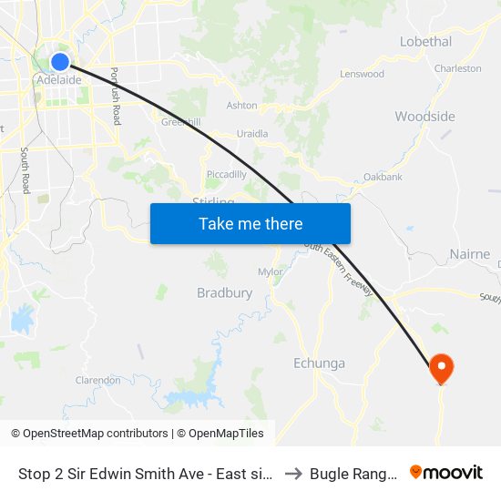 Stop 2 Sir Edwin Smith Ave - East side to Bugle Ranges map