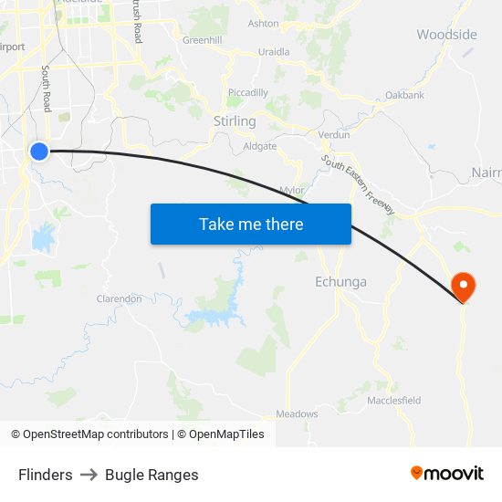 Flinders to Bugle Ranges map