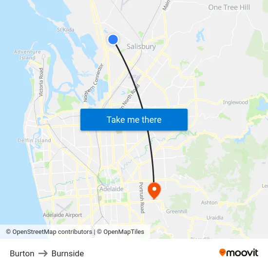 Burton to Burnside map