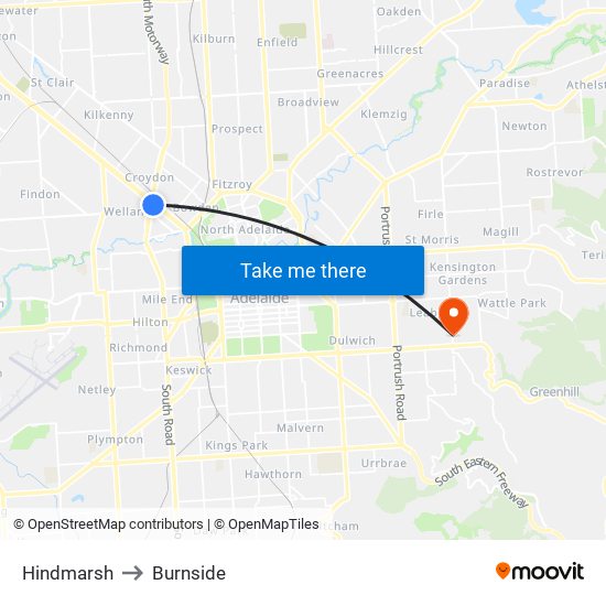 Hindmarsh to Burnside map