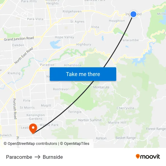 Paracombe to Burnside map