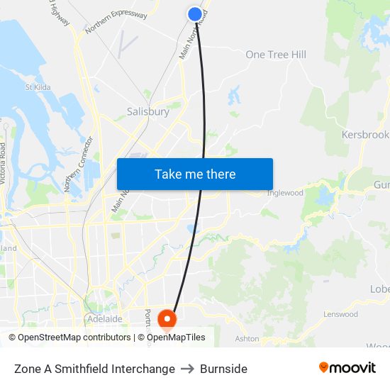 Zone A Smithfield Interchange to Burnside map