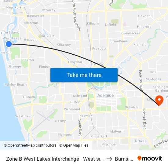 Zone B West Lakes Interchange - West side to Burnside map