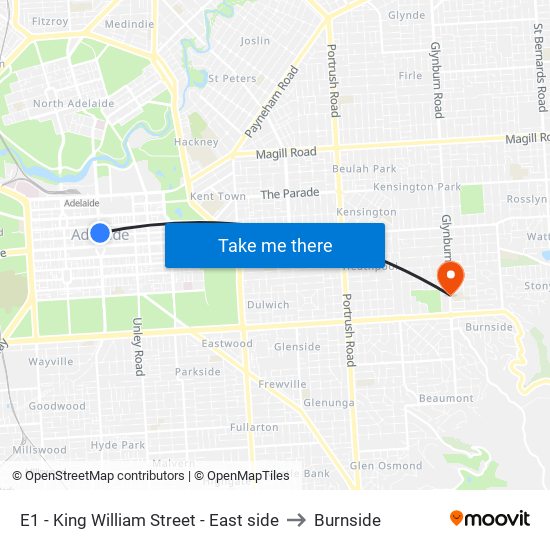 E1 - King William Street - East side to Burnside map