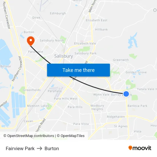 Fairview Park to Burton map
