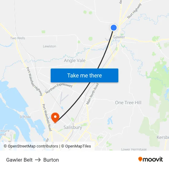 Gawler Belt to Burton map