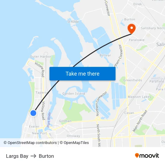 Largs Bay to Burton map