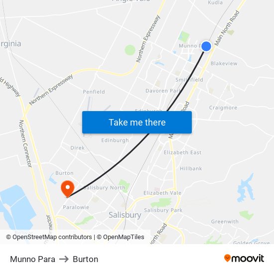 Munno Para to Burton map