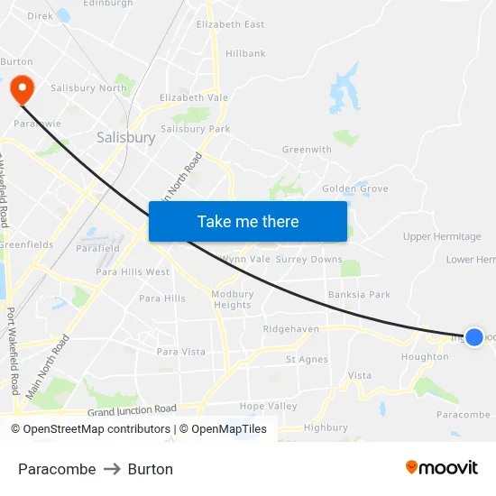 Paracombe to Burton map