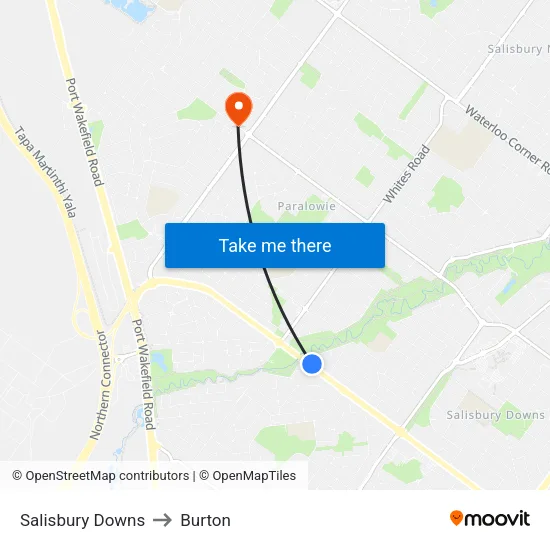 Salisbury Downs to Burton map