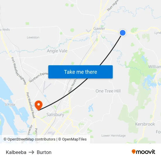 Kalbeeba to Burton map