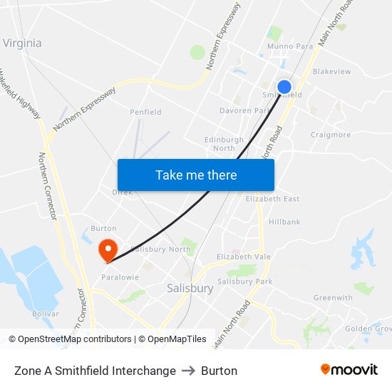 Zone A Smithfield Interchange to Burton map