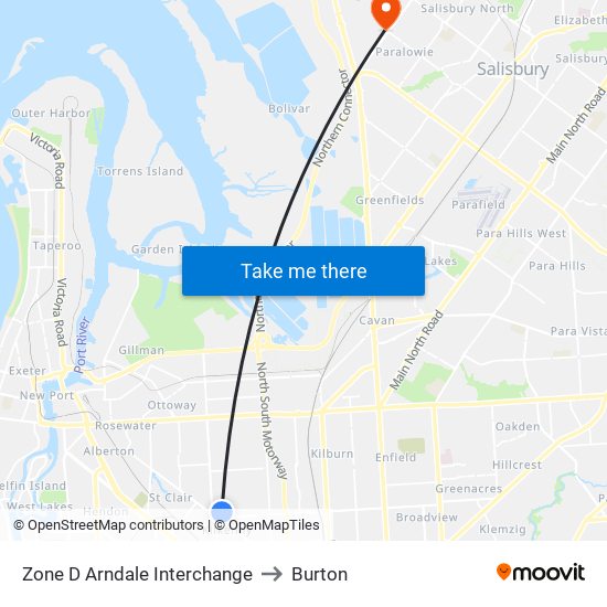 Zone D Arndale Interchange to Burton map